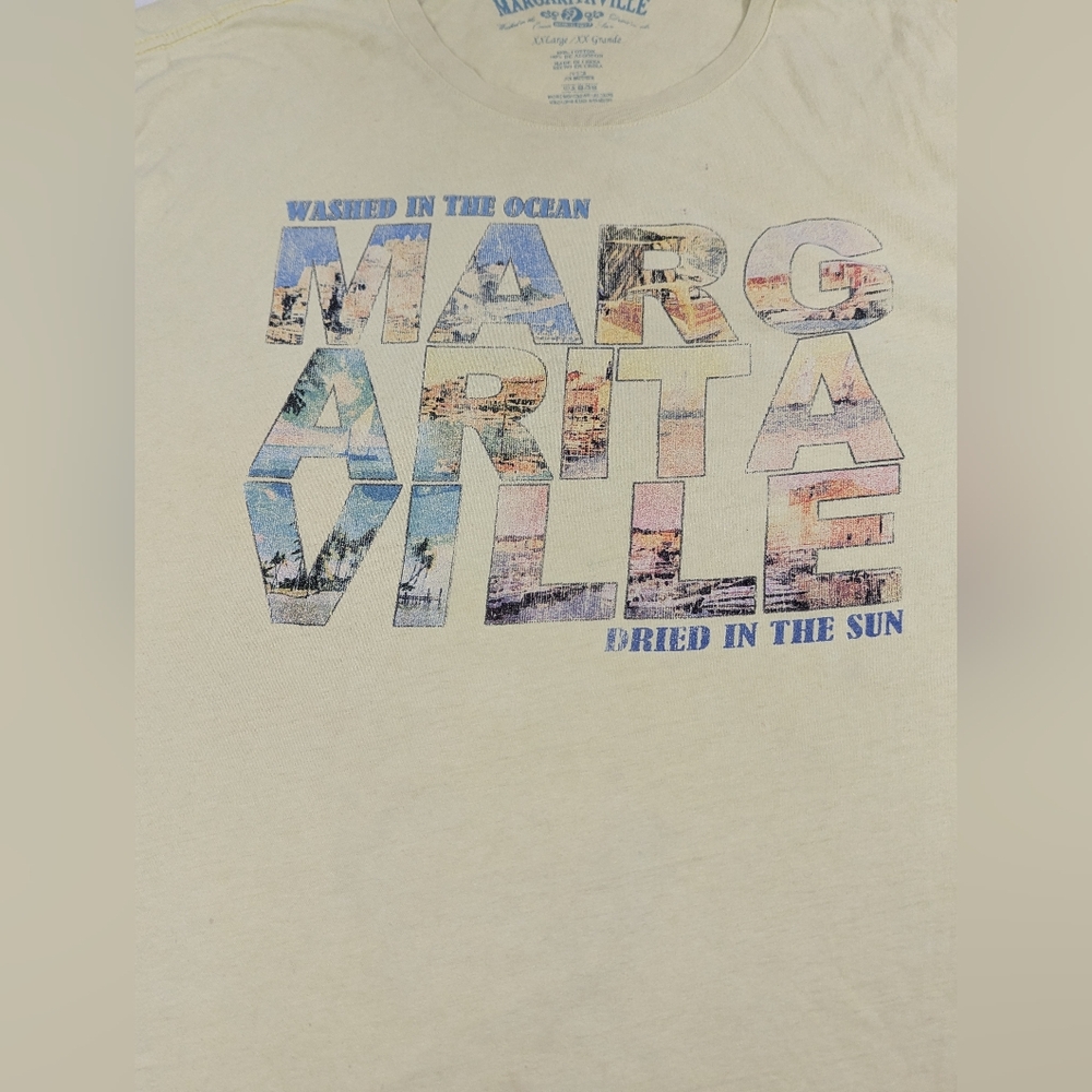 Margaritaville Tshirt Washed In The Ocean. Dried In The Sun Pale Yellow XXL